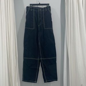 H&M black cargo pants with white threading